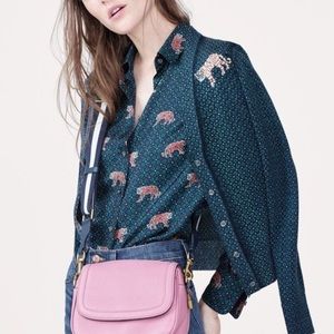 J. Crew Green Blue Merino Wool Tiger Embroidered Academia Button Up Cardigan S